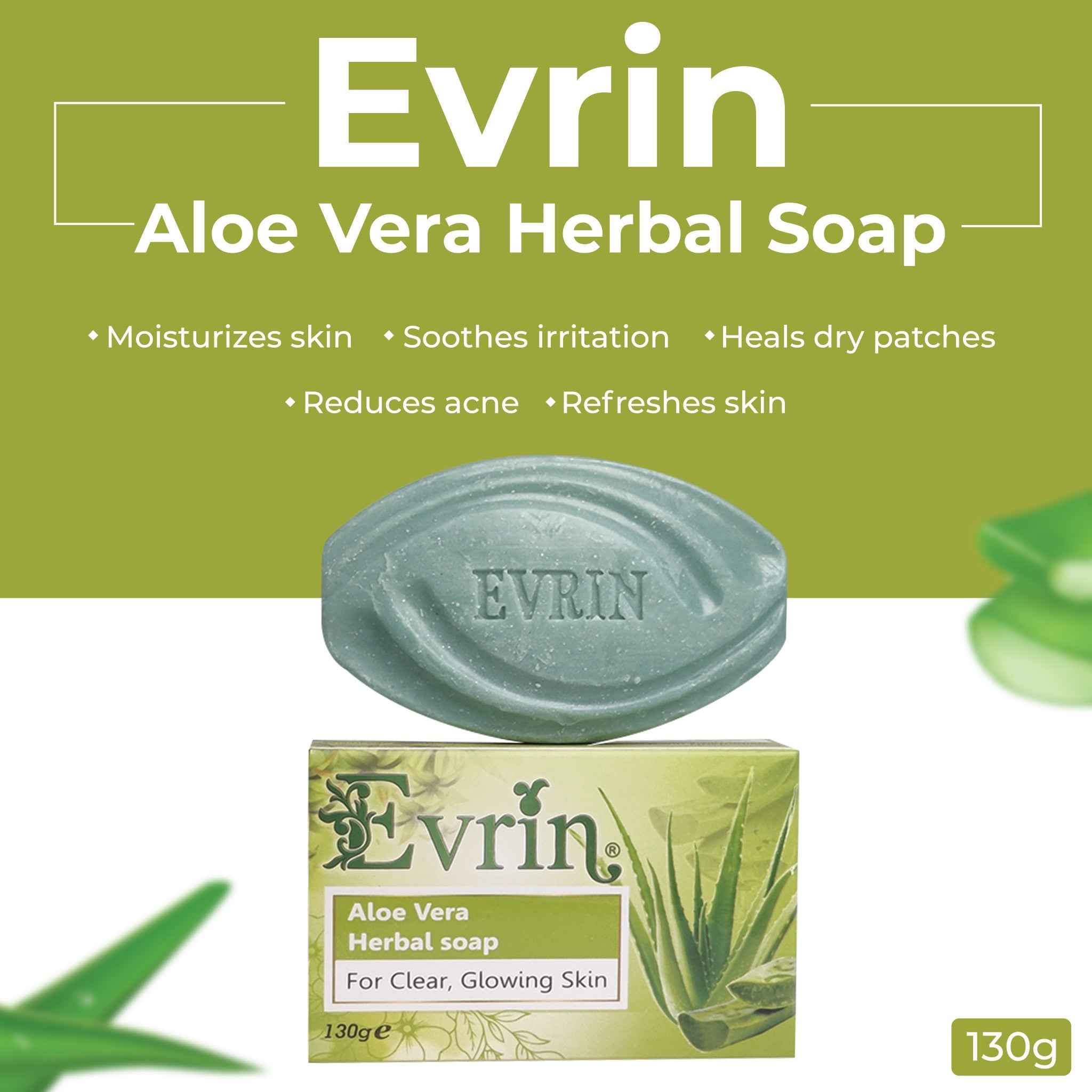 Evrin Aloe Vera Herbal Soap – For Clear, Glowing Skin