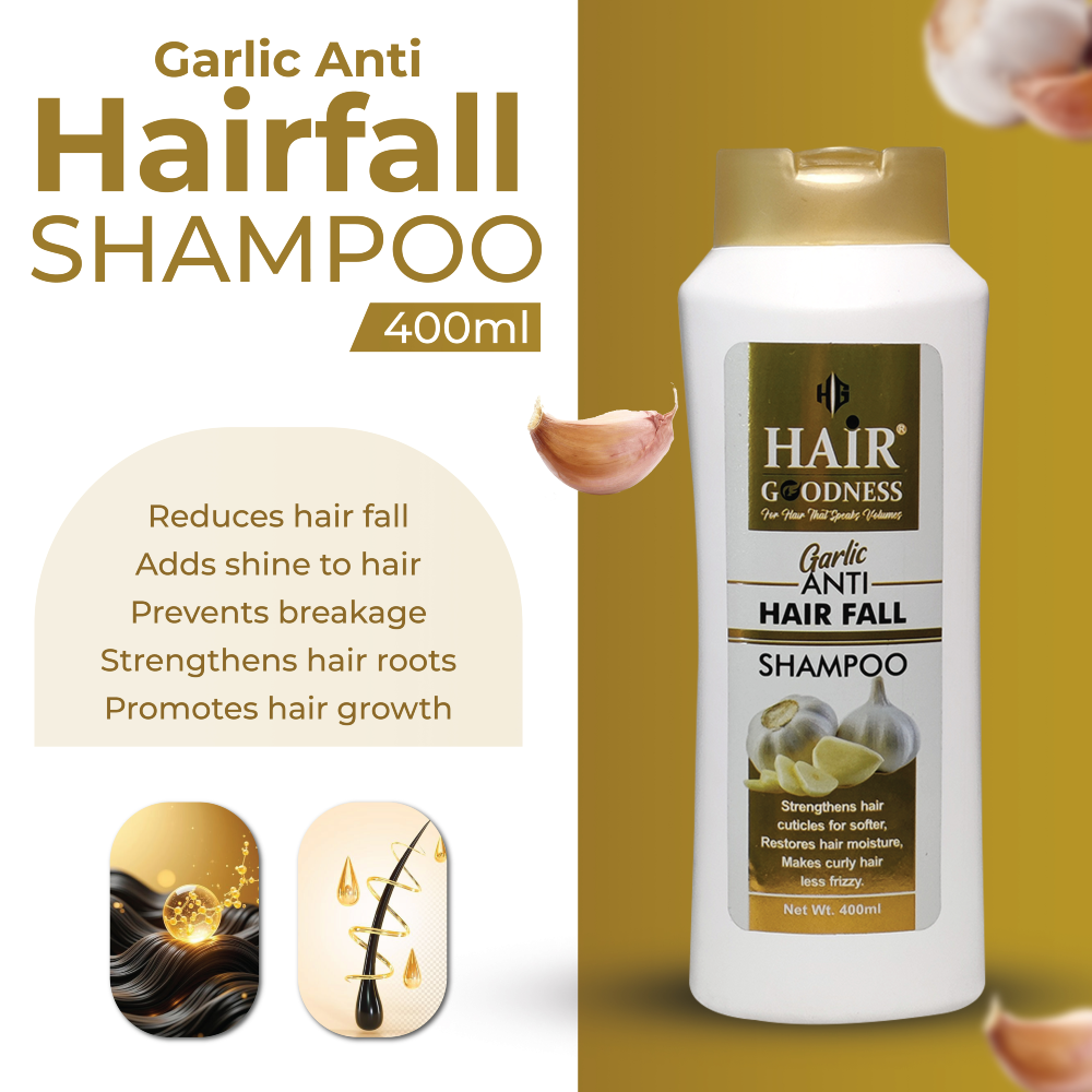 Hair Goodness Garlic Anti Hair Fall Shampoo - Effective Hair Fall Shampoo for Thicker, Healthier Hair